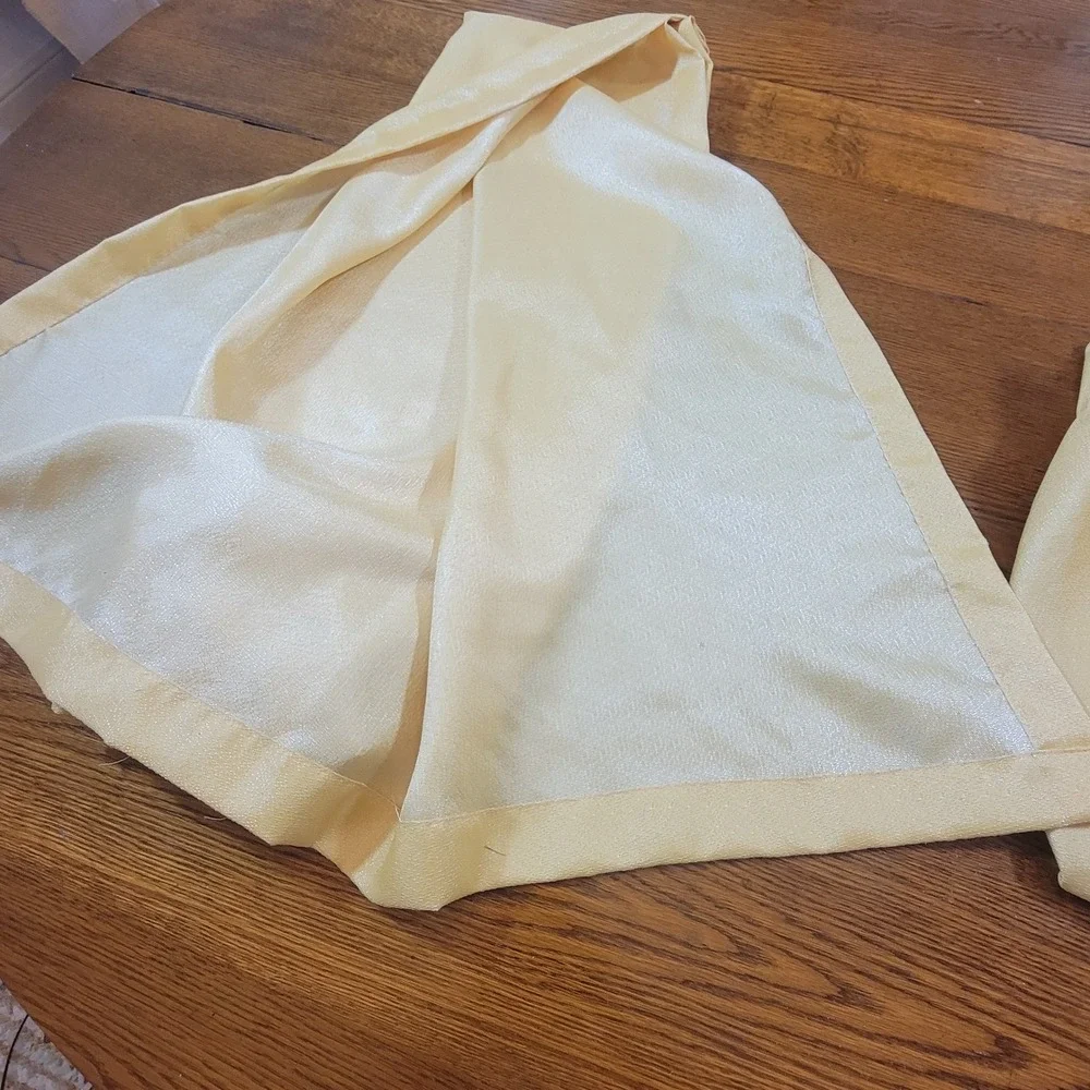 VTG 70s Window‎ Curtain Panels Drapes Set of 2 Yellow Pinch Pleat Beige 23